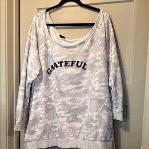 Torrid White Camo Grateful Sweatshirt